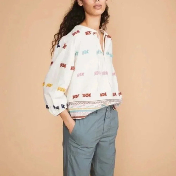 Lou & Grey Embroidered Boho Peasant Top - Picture 1 of 15